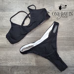 Aleumdr Tie Back Thong Bikini Swimsuit Size M